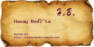 Havay Beáta névjegykártya